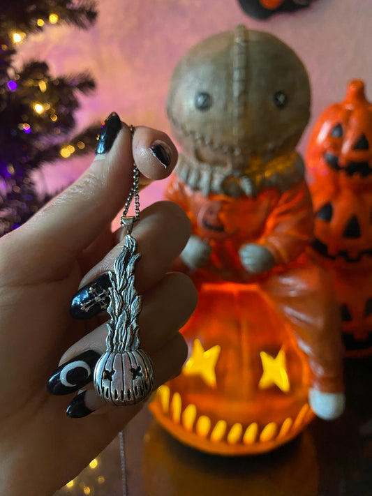 Flaming Jack-o’-lantern Necklace